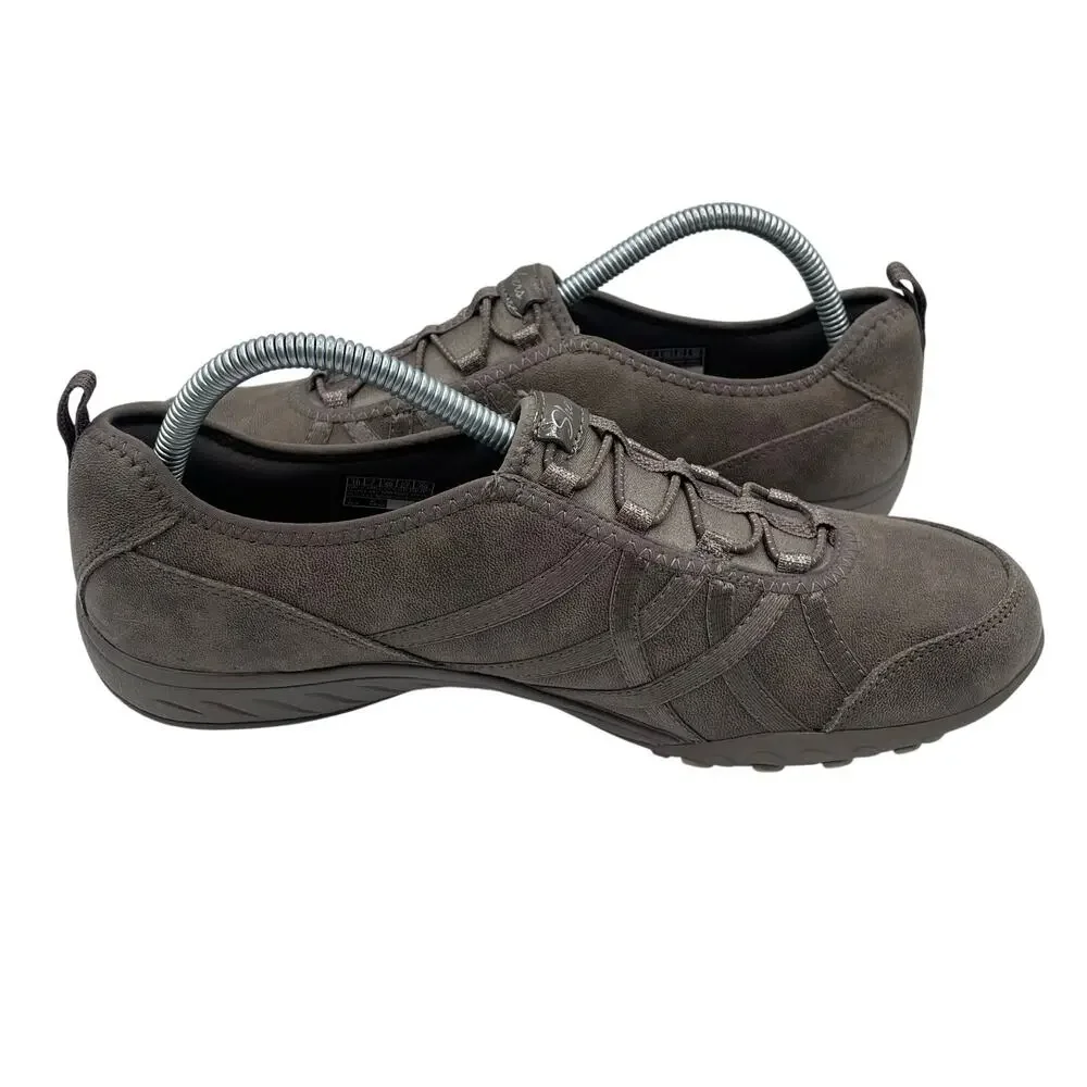 Skechers Breathe Easy Days End Dark Taupe Walking Shoes Slip On Womens 10